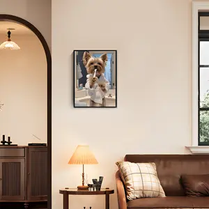 Frame Yorkshire Terrier Canvas Art Print, Cute Dog Bathroom Wall Decor, Perfect Gift for Yorkie Owners & Pet Lovers