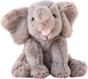 Hopearl Adorable Plush Calf Elephant Toy Floppy Elephish Ultra Soft Stuffed Animal Gift for Boys Girls Kids Toddlers, Gray, 9''