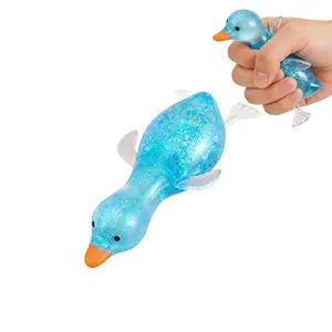 Cute Duck Squishy Sugar Stress Ball – Soft Duck Stress Relief Sugar Ball Squishy, Ultra Squishy and Moldable Slow Rise Relaxing Sensory Fidget Stress Toy for Anxiety Relief, Colorful Glitter Duck for Adults