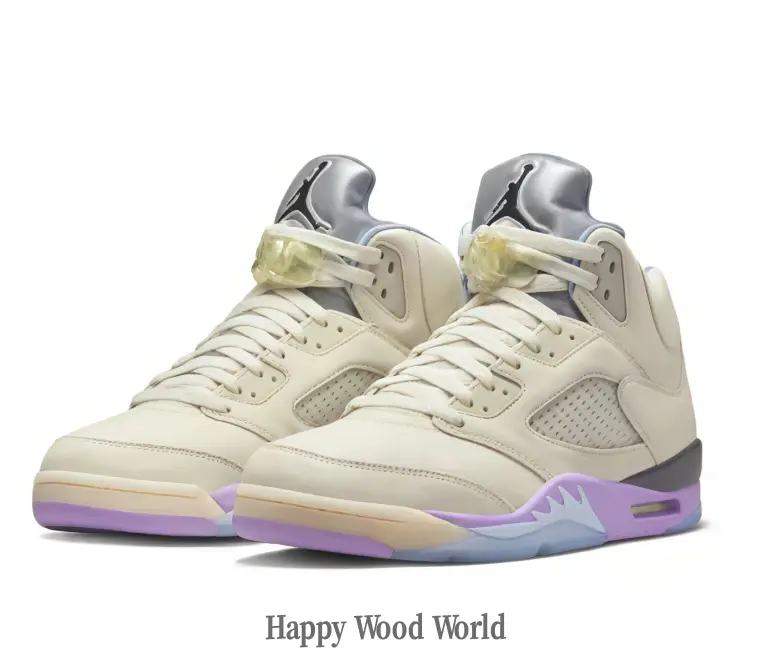 Collectible Sports Shoes - Cream Leather, Purple Accents, Iconic Embroidery (Highly Sought-After Grail Item)
