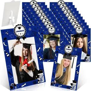24 count Graduation Frames 4x6 Bulk Class of 2026 Cardboard Paper Picture Frame with Stand for 2026 Congrats Grad DIY Crafts Photo Frame Display School Party Favors(Blue)