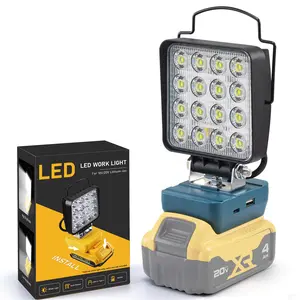 LED Work Light for Dewalt 20v Battery, Max 48W 4800LM with Low Voltage Protection USB and Type C Output Port for Outdoors and Job Site Lighting
