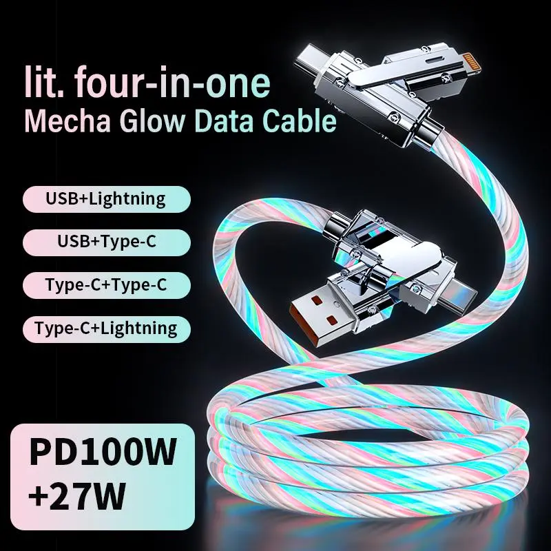 4-in-1 USB C Cable , fast charging MAX 100W USB A+ TYPE C + Lightning Multi