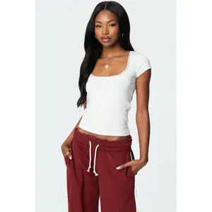 Priscilla Lace Trim T Shirt