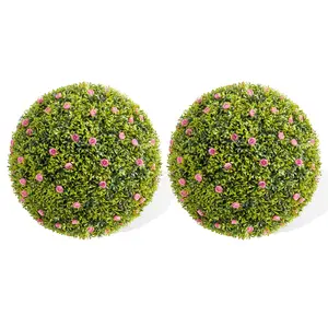 Garvee Artificial Topiary Balls Set in Multiple Sizes and Colors (Red, Pink, White) with Realistic Flowers and UV Protection, Perfect for Indoor and Outdoor Decoration, Weddings, Home, Garden, Balcony, Patio, Includes Hanging Chains