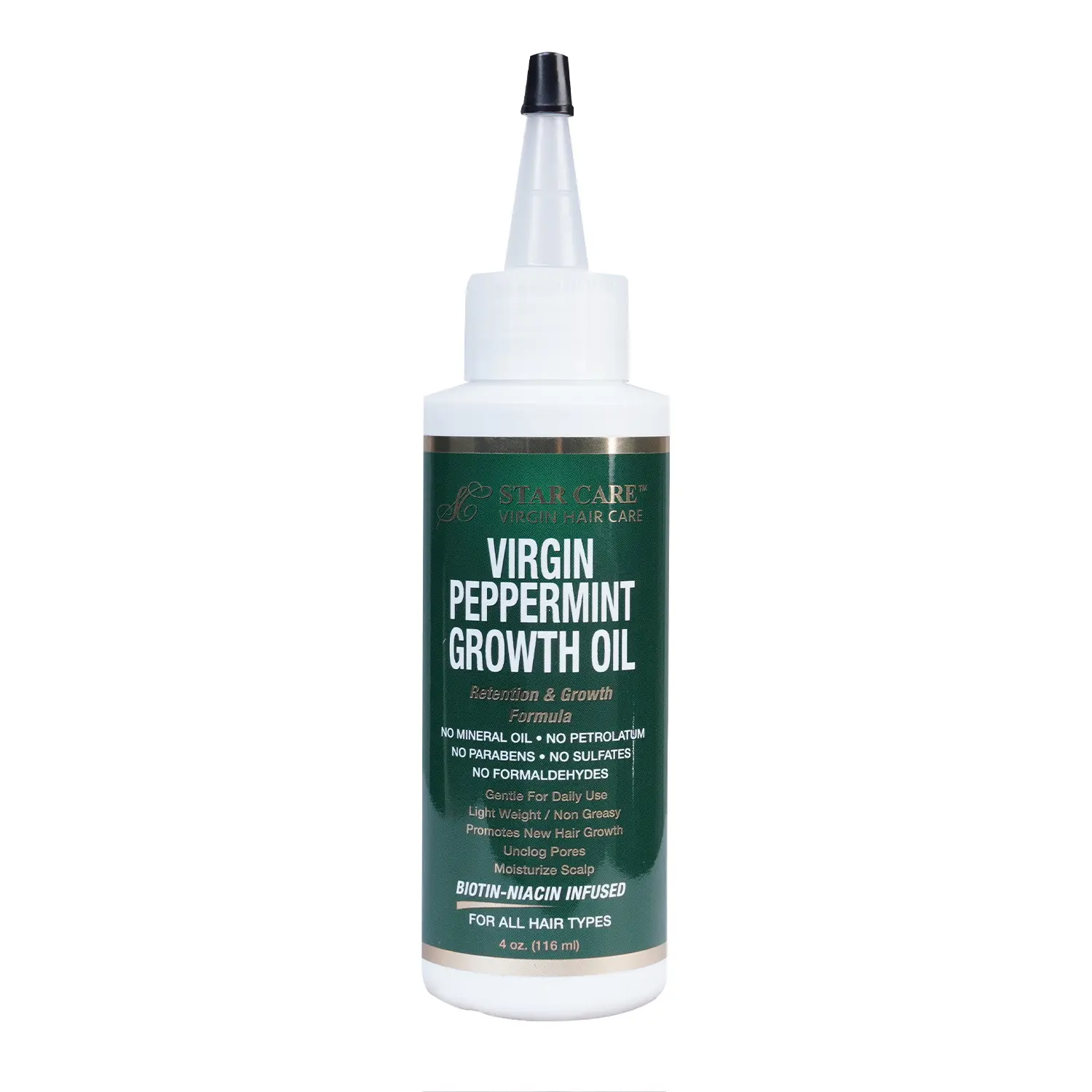 starcare Virgin Growth Oil, Retention & Growth Formula for Thicker Fuller Hair, Strengthening & Moisturizing Scalp Treatment with Biotin & Niacin, 4oz, Haircare