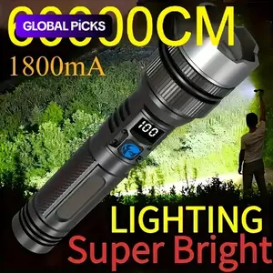 Bright LED Flashlight Box Pack, Adjustable Tactical Flashlight, Digital Display Torch with Power Bank, 3 Lighting Modes, Rechargeable, Zoomable, Waterproof Outdoor Camping