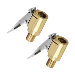 2 Pcs Brass Locking Tire Air Chuck, Tire Inflator Hose Adapter for Twist On Connection Convert to Lock On, No Air Leakage Air Compressor Pump Clip On Tire Chucks, Tire Nozzle with Tire Valve Thread