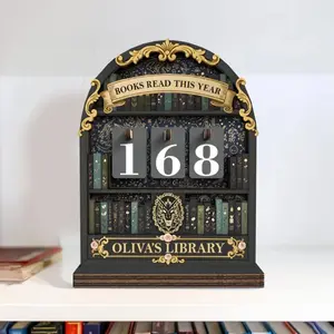 Wooden Vintage Book Reading Tracker, Track Up to 999 Books, Ideal for Book Lovers, Durable Wooden Design, Perfect Gift Idea, Book Accessories