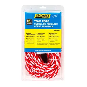 Seachoice 8027941 60 ft Length Braided Polypropylene Tow Rope, Flexible, Red & White, 1.75 lbs (Tools & Hardware, Ropes Chains & Pulleys), Braided Rope