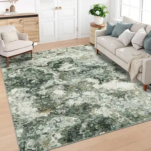 GARVEE Washable 9x12 Green Rugs for Living Room, Soft Abstract Modern Bedroom Rugs, Large Non Slip Accent Carpet for Dining Room, Non Shedding Floor Cover for Office Home, 9'x12'