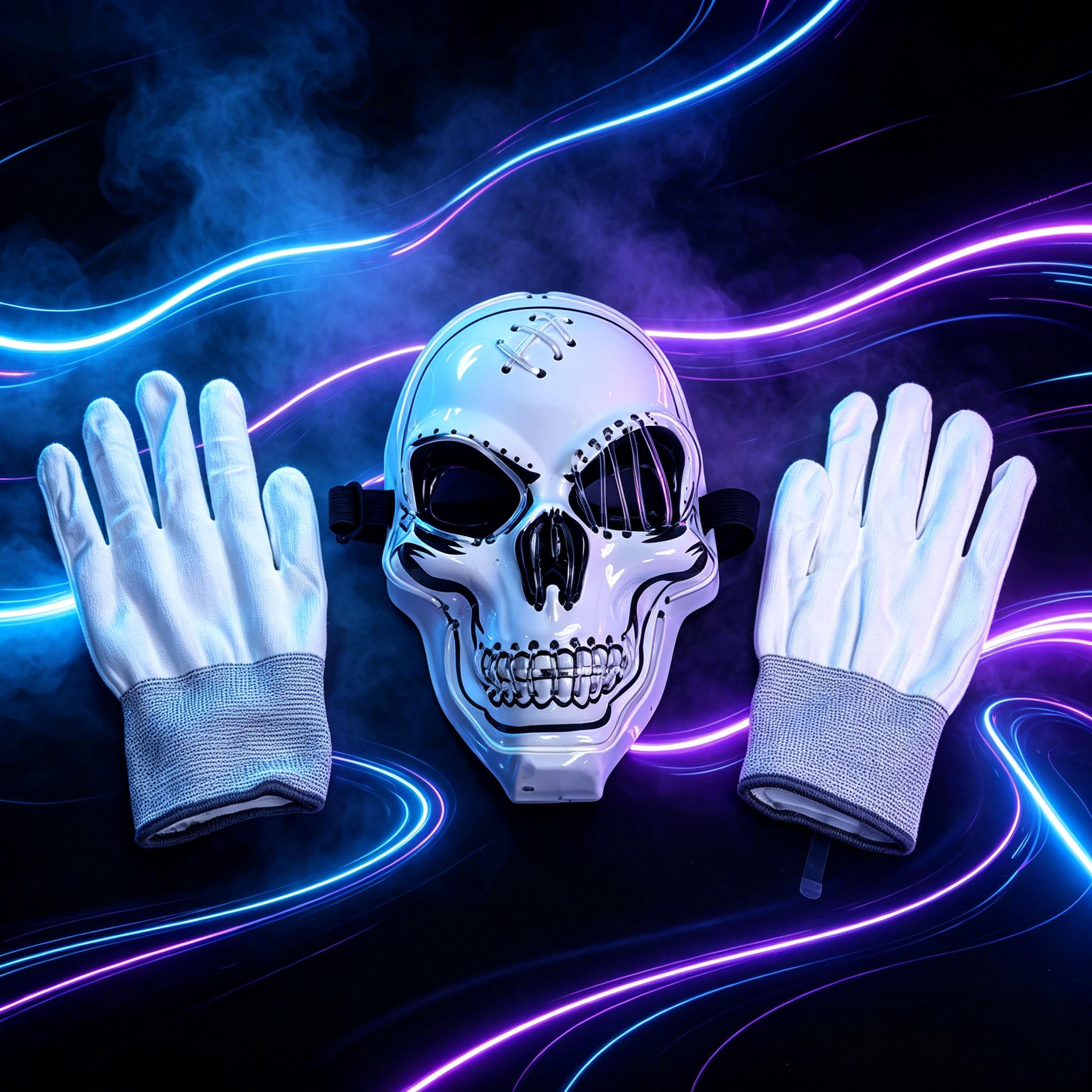 2026 Upgrade Halloween Scary LED Mask LED Skeleton Mask Purge Hacker Mask Glow in The Dark Mask for Halloween Costume Party Creepy Spooky