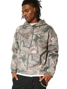 Realtree Camo Hoodie. Earth Brown, Green, Gray Tones. Deep Woods Camouflage Pattern, Casual Fashion. Soft Cotton Material, Comfortable