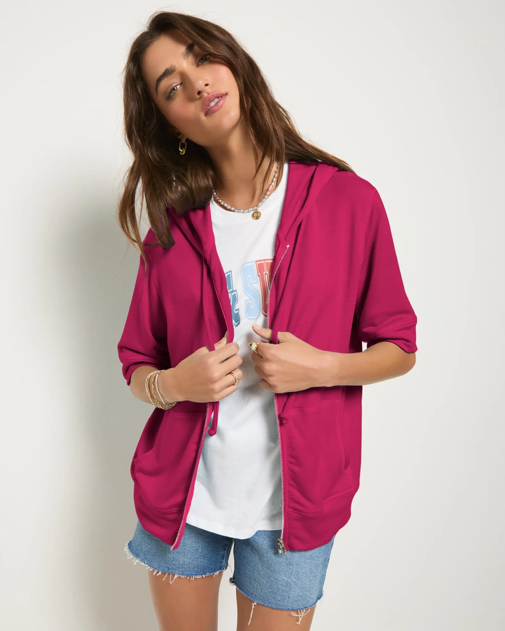Short Sleeve Zip Hoodie