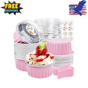 30Pcs Mini Cake Pans with Lids Aluminum Foil, 5oz