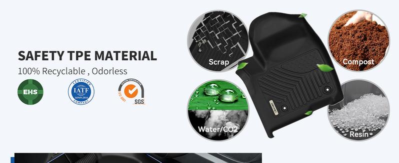 YITAMOTOR Black TPE All-Weather Floor Mats for Chevy Silverado/GMC Sierra 1500 Crew Cab, Chevy Silverado/GMC Sierra 2500 HD/3500 HD Crew Cab 1st & 2nd Row Non-Slip Snap-in Clips Sturdy Durable Pet-Friendly Car Accessories Truck Protector