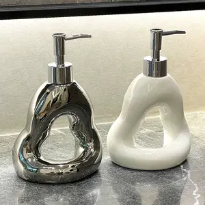 Creative Luxury Soap Dispenser, Ceramic Pump Bottle, Filling Liquid Container, Hotel Bathroom Decor, Bathroom Accessories, Office Restroom Storage Bottles, Bathroom Counter Organizer