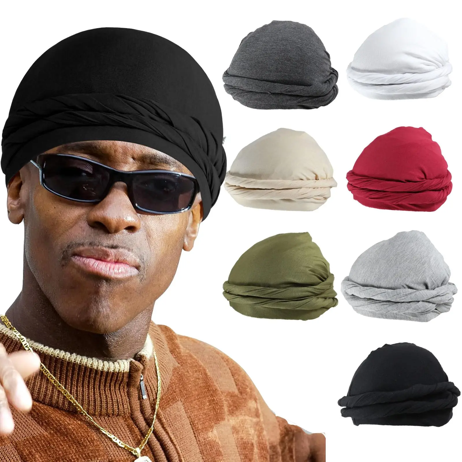 Silk Satin Lined Halo Turban Head Wrap - Stylish Pre-Tied Skull Cap for Men and Women - Comfortable Sleeping Bonnet - Hair Cover for Chemo Hair Loss - Elegant Hat for Hair Protection and Style