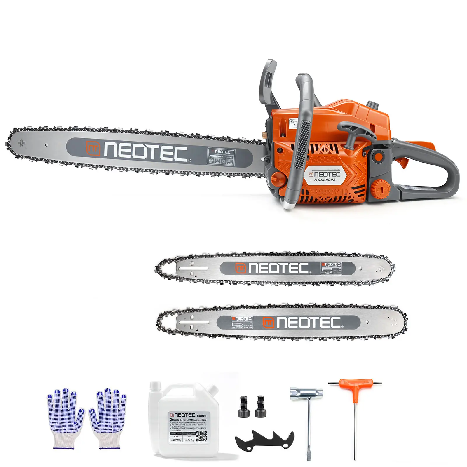 [SummerFinds] NEOTEC 68CC Gas Powered Chainsaw 22 & 24 Inch Cordless Handheld Petrol Gasoline Chain Saw for Tree Felling Forestry Logging with Gloves & Accessories