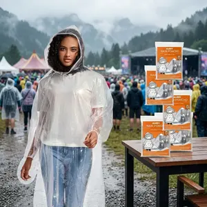 Disposable Rain Ponchos for Adults with Drawstring Hood - Emergency Rain Ponchos Family Pack for Women and Men, Clear Waterproof Lightweight Reusable Rainwear for Outdoor Travel Hiking Camping Beach Festival Emergency Kit