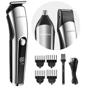 PRITECH Beard Trimmer for Men, 3 in 1 All in One Grooming Kit – Nose Trimmer & Foil Shaver, IPX6 Waterproof, 150 Mins Long Battery Life, 7500 RPM High Speed, Cordless Rechargeable Men’s Hair Clipper