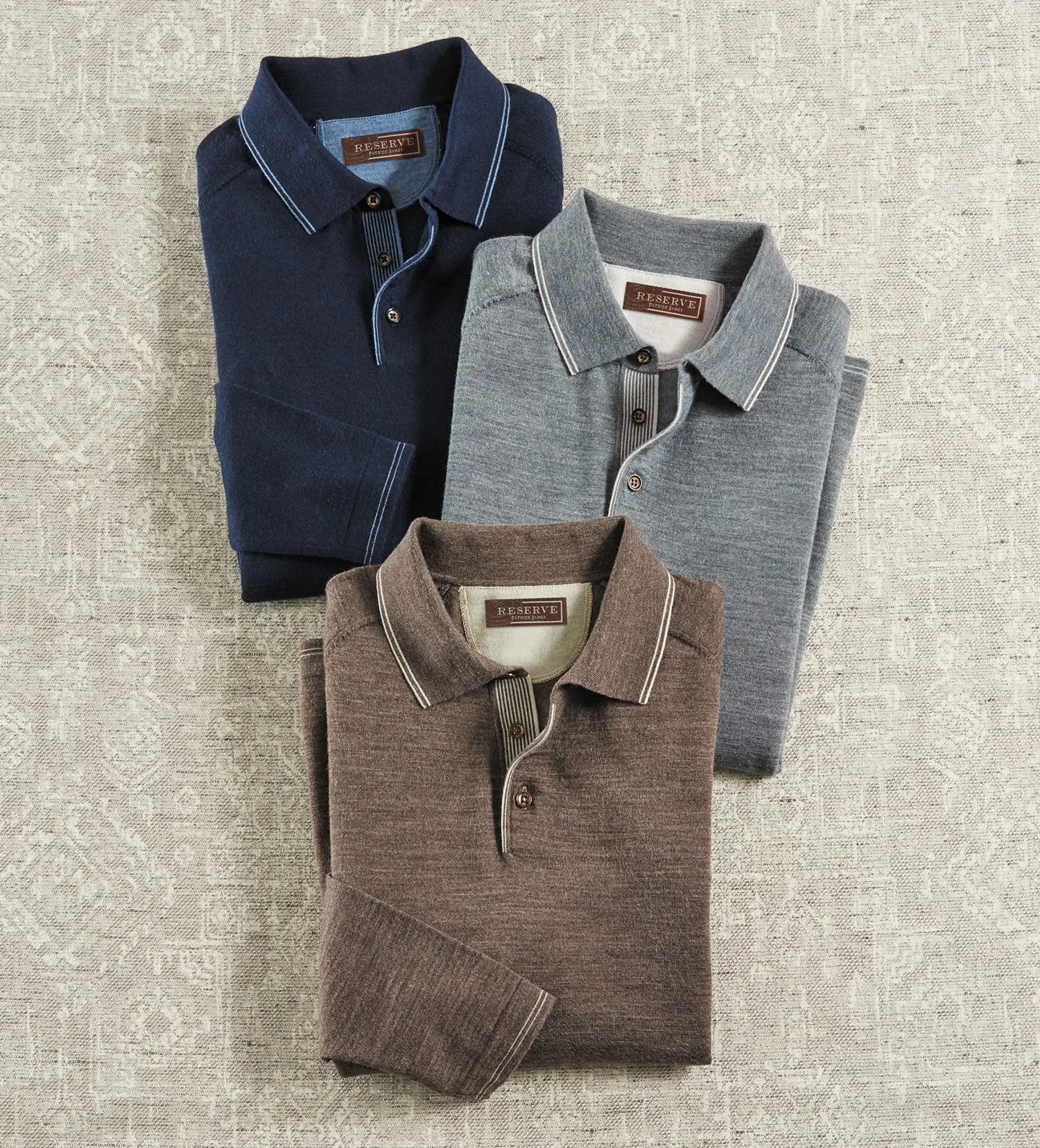 Men's Reserve Merino Blend Long Polo Shirt, Menswear Tops for Daily Wear