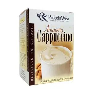 ProteinWise Amaretto Cappuccino High Protein Drink, Weight Loss Friendly, Low Calorie & Sugar, 7/Box
