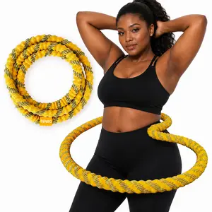 BENBO Rope Weighted Hula Hoop - Portable for Adults, Portable Silent Anti-Pinch Fitness Hoop for Women and Men, Core Muscle Training Waist Workout Hoop, Compact Home Gym Exercise Hoop, Easy to Carry and Store