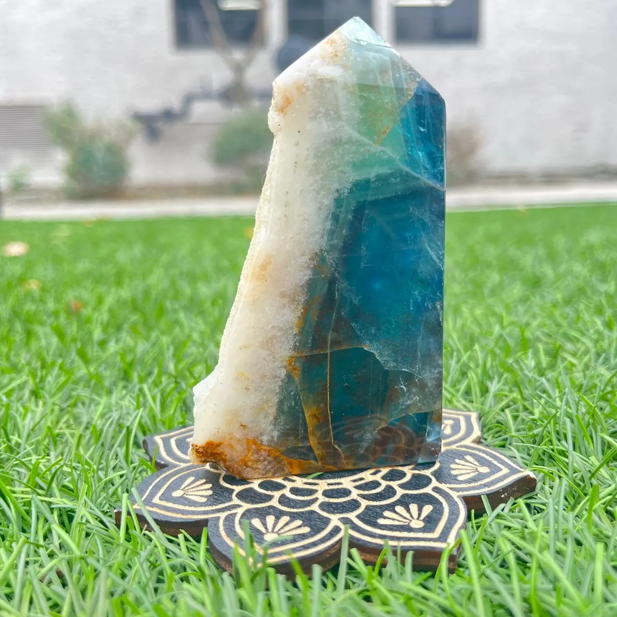 Half-Polished Blue Fluorite Tower - Tranquility and Clarity