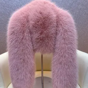 Women's Winter Bunny Ear Hat Pink Fluffy Plush Design Warm Cold Weather Accessory for Fashion and Outdoor Use