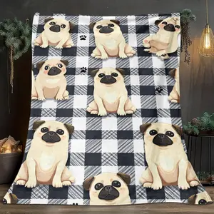 1 Pcs Cute And Adorable Pet-Themed Flannel Blanket, Digital Print, Sofa Bed Cover Blanket, Skin-Friendly And Soft, Suitable For Birthday And New Year Gifts All Year Round