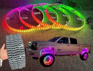 Brightest 5 Rows Dream Color CHASING 15.5" Wheel Ring Lights for Truck Car SUV LED Bluetooth APP+Remote