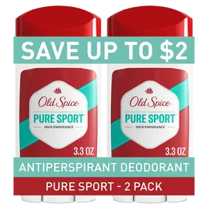 Old Spice High Endurance Antiperspirant Deodorant for Men, Stick, Pure Sport, 3.3 Oz (2 Pack) Procter & Gamble