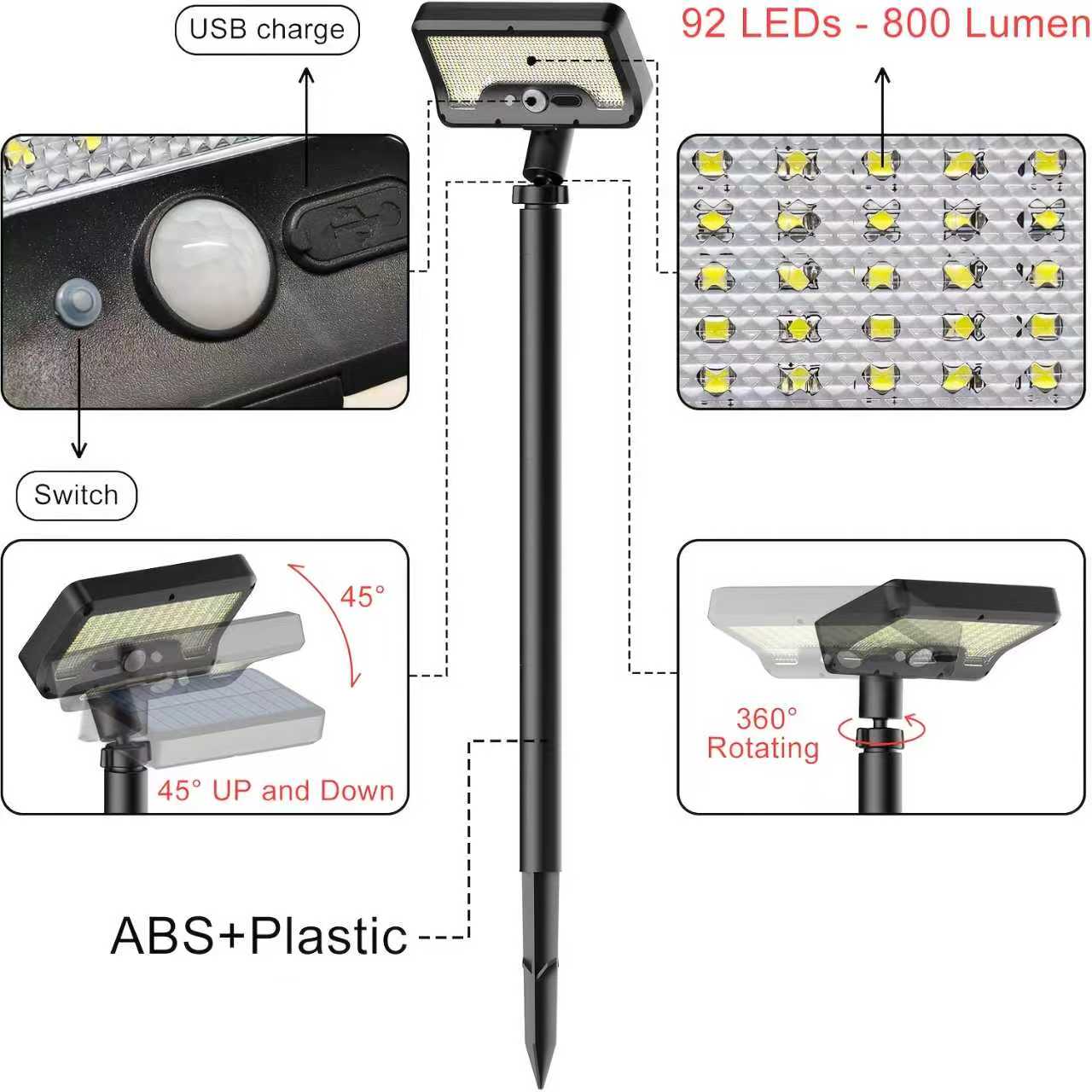 Outdoor Solar Lawn Lights, Illuminate Trees, Suitable for Villas and Gardens, No Remote Control Needed, Long Lifespan LED Bulbs