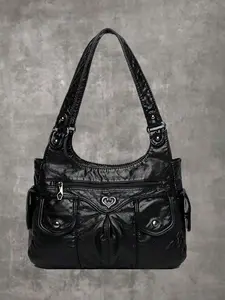 Punk style niche design exquisite fashion tote bag, simple and high-end casual versatile large capacity shoulder bag, multiple zipper pocket design, suitable for daily commuting, shopping, and gatherings