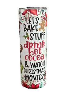 Let's Bake Stuff Christmas - 20oz oz 20 oz. 20oz. - Skinny Straight Sublimation Tumbler - Amy's Tumbler Junkies - Your Favorite Tumbler Shop!