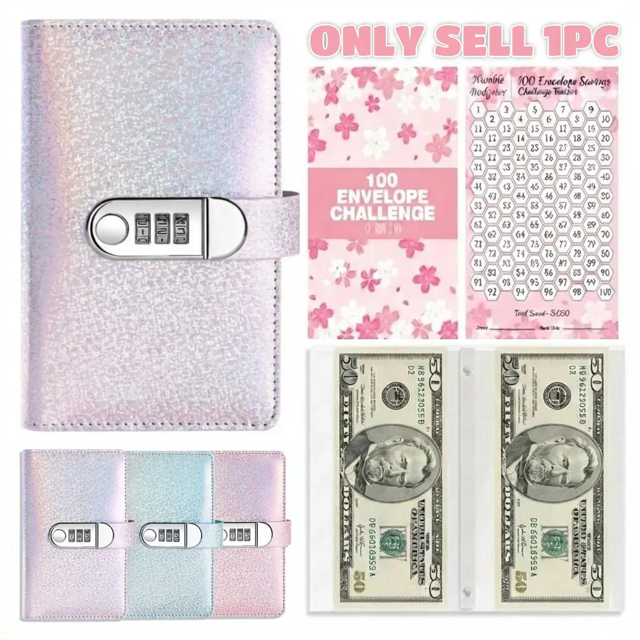 2026 Savings Challenge Book, Equipped with a Password Lock for Security, 100 Envelope, a Money Organizer, And a Portable Wallet, Savings Tracker Organizer, Savings Challenge Planner, The perfect Mother's Day/Valentine's Day/Birthday Gifts