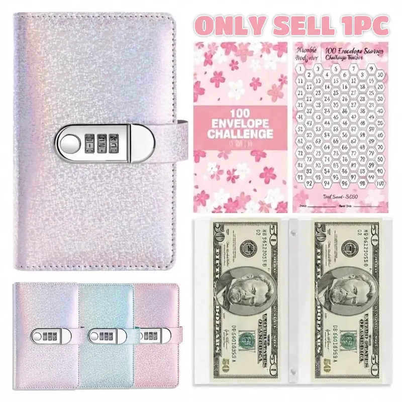 2026 Savings Challenge Book, Equipped with a Password Lock for Security, 100 Envelope Savings Books, a Money Organizer, And a Portable Wallet, Savings Challenge Planner, The perfect Mother's Day/Valentine's Day/Birthday Gifts