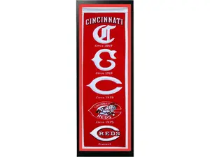 Encore Select 109-19 Cincinnati Reds Logo History Felt Banner - 14 x 37 in.