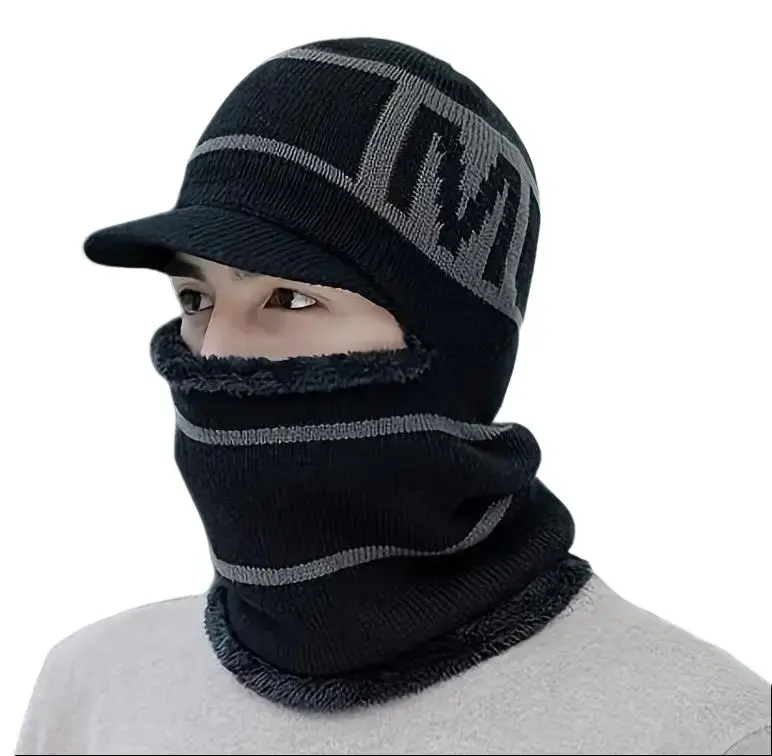 Winter Knit Balaclava Beanie Hat, One Piece Fleece Lined Acrylic Mix Thermal Ski Mask, Windproof Warm Headwear With Full Ear Protection, Comfortable Thermal Wear Suitable for Skiing,father's day gifts