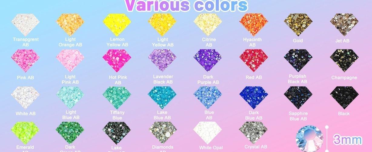35000Pcs Jelly Rhinestones Bedazzling Kit, 30 Colors 3mm Flatback Rhinestones for Bedazzling with 4 Pcs B7000 Jewelry Glue & Tools，All-in-One Bedazzler Kit for Nail DIY Arts & Crafts Gifts