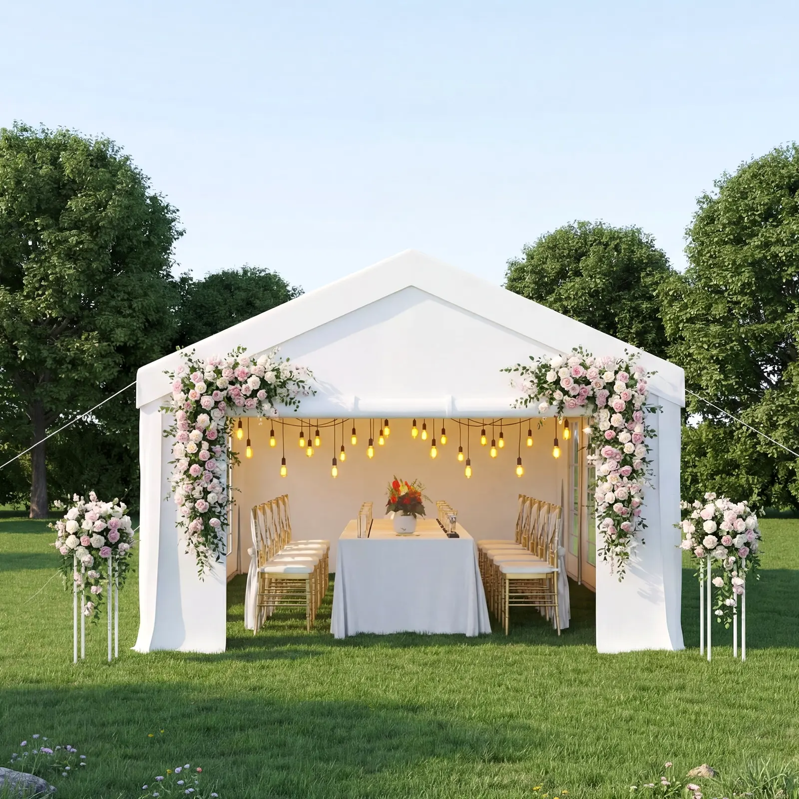 13x26 Party Tent, Heavy Duty Wedding Tent with Enhanced Galvanized Frame and Sidewalls & Built-in Sandbags, Waterproof Event Shelter for Outdoor Weddings, Birthday Parties, BBQ
