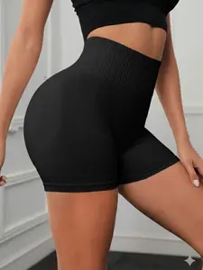 Women's Seamless Butt Lifting Sports Shorts, Suitable For Gym Workout, Cycling, Running,Seamless Knit Yoga Shorts, Breathable, Tight Waist & Abdomen, High Elasticity, Fitness, Running, Hiking, Casual Outdoor Sports, Cycling Shorts, Stretch Knit Shorts