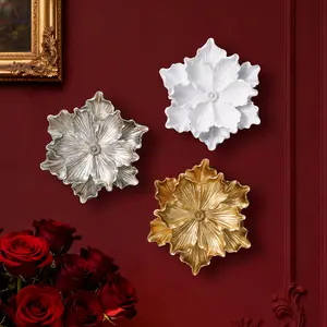 European Palace Style Lotus Decoration Wall Hanging, Wall Mounted Decoration, Resin Silver Color Wall Art, Home Hotel Party Photography Prop