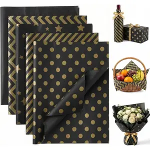 100 Sheets Tissue Paper for  Bags, Metallic Black   Wrapping Tissue Paper for  Wrapping Birthday Wedding 20 x 14 Inch