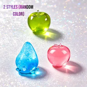 3pcs Jellied Apple and Glittering Water Drop Slippery Toys, Semi-Transparent Tpr Squeeze Toy, Stress Relief Sensory Toy for Kids and Adults