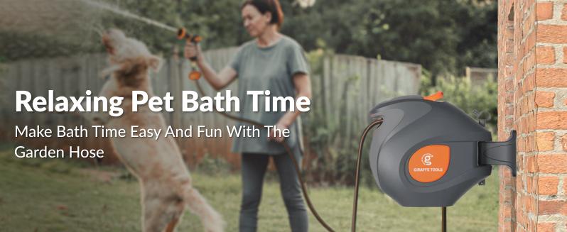 Giraffe Tools Retractable Garden Hose Reel 100FT Garden Water Hose Reel, Automatic Rewind System, 3-layer-hybrid hose, Lock at any lenghth Tangle-Free Kink-Free, 9-Pattern Nozzle, 180° Swivel Bracket Wall-Mounted