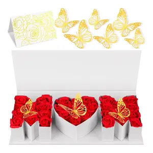 31 Flower Mom Gift Box for Mother’s Day, Letter Shaped Floral Box with Fillable Flowers, Birthday Gift Packaging Black Red