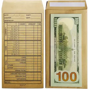 Cashier Deposit Report Envelopes with Self Adhesive Flap for Coins, Cash, Credit Cards, 3.5'' x 6.5'', 500/Box