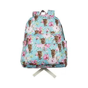 BA0081--western highland cow floral kids backpack